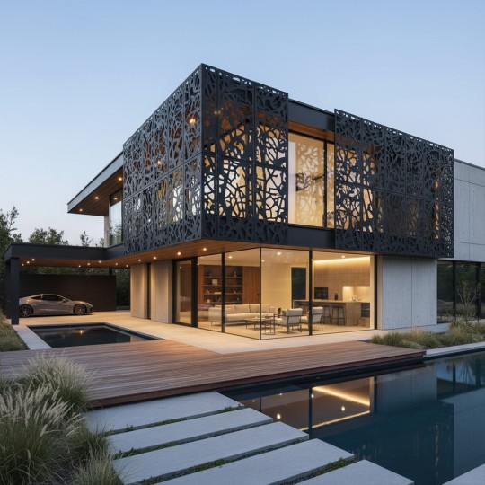 Bardage maison architecturale acier Corten