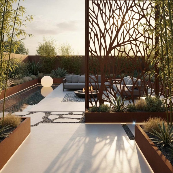 Brise-vue en acier Corten