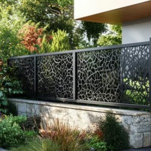 Cloture avec tole déco