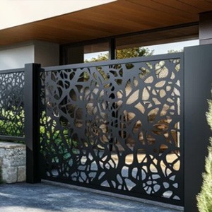 Portail avec tole décorative